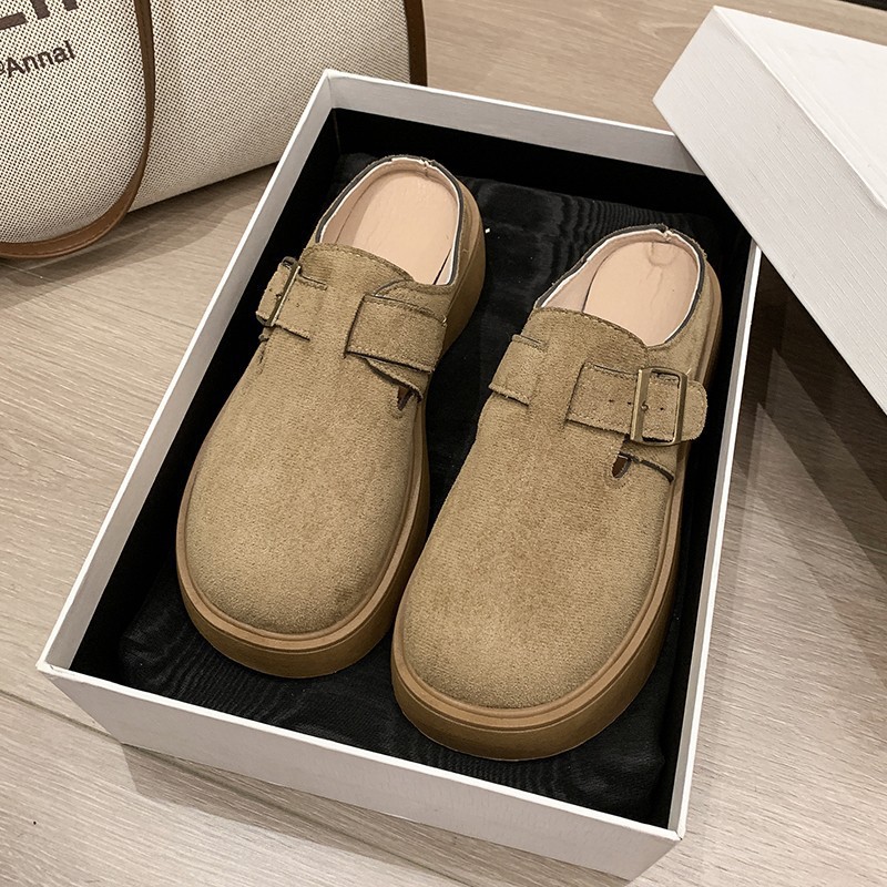 Zapatos retro Bocken de mujer primavera de 2026 nuevo fondo grueso de veludo un pie sin talón zapatillas image 6