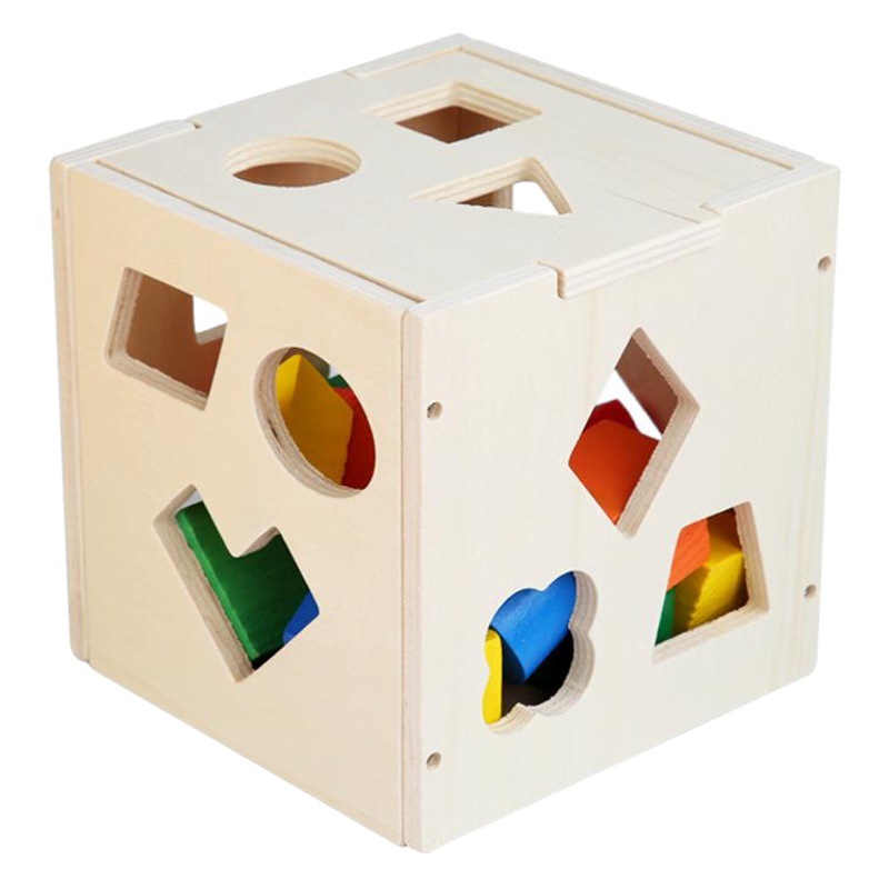 Directo de fábrica de madera de 15 hoyos forma de inteligencia a juego caja de iluminación geométrica educación temprana juguetes educativos bloques de construcción tridimensionales