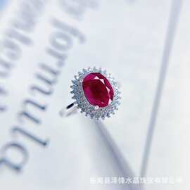 新款天然红宝石戒指S925银镶嵌主石7*9mm百搭网红爆款女饰批发