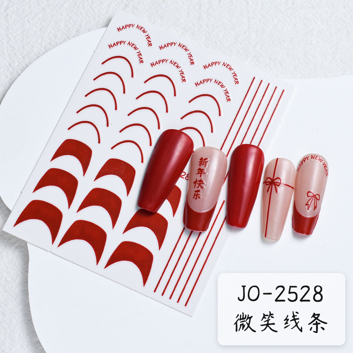 Nuevas pegatinas de uñas al por mayor 2025, lazo rojo grande, corazón, suerte, pegatinas de uñas delgadas y flexibles, decoración al por mayor