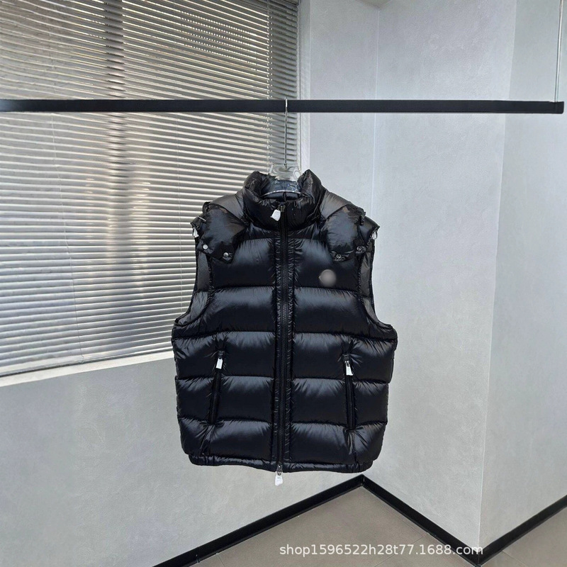 New M-brand lightweight down vest with hood, Maya double-sided vest, autumn and winter sleeveless jacket for men and women, trendy outerwear