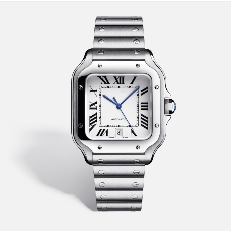 square quartz watch stainless steel