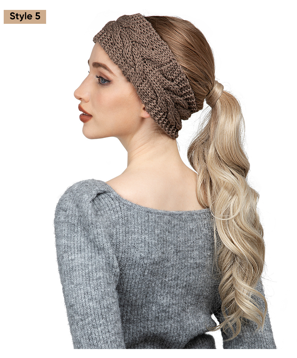  Perruque synthétique en laine pour femmes, cheveux longs bouclés, bandeau tricoté blanc, demi-casque, couverture de perruque en Fiber chimique, nouvelle collection_voghion.com
