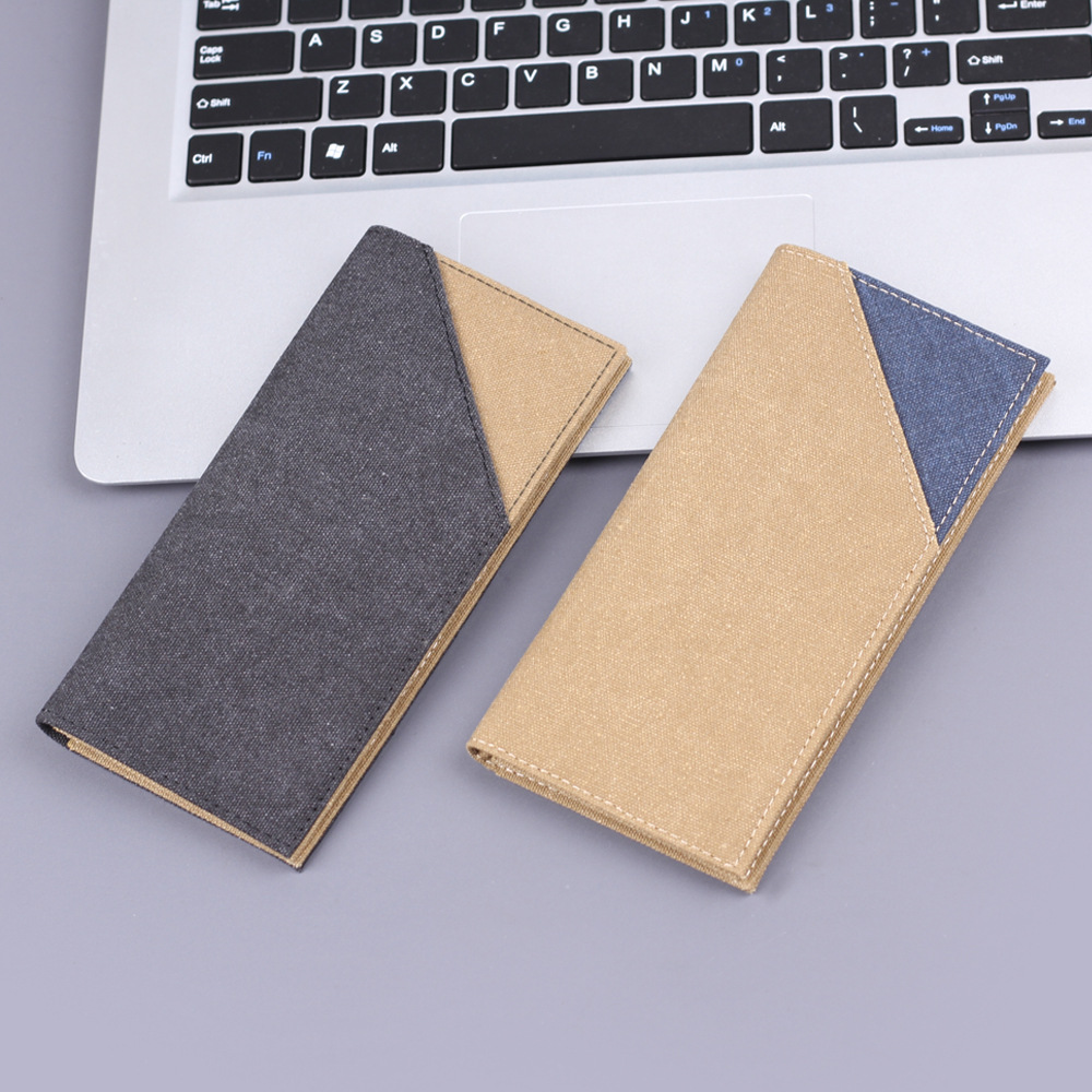 Cartera larga para hombres, lona, denim para hombres, cartera delgada para hombres, bolsa de trajes para hombres, bolsas de tarjetas, bolsas de tarjetas para tarjetas