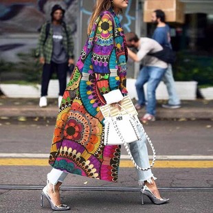 2023 spring, autumn and winter independent station Amazon European and American fashion color matching lapel digital printing double-sided woolen coat coat