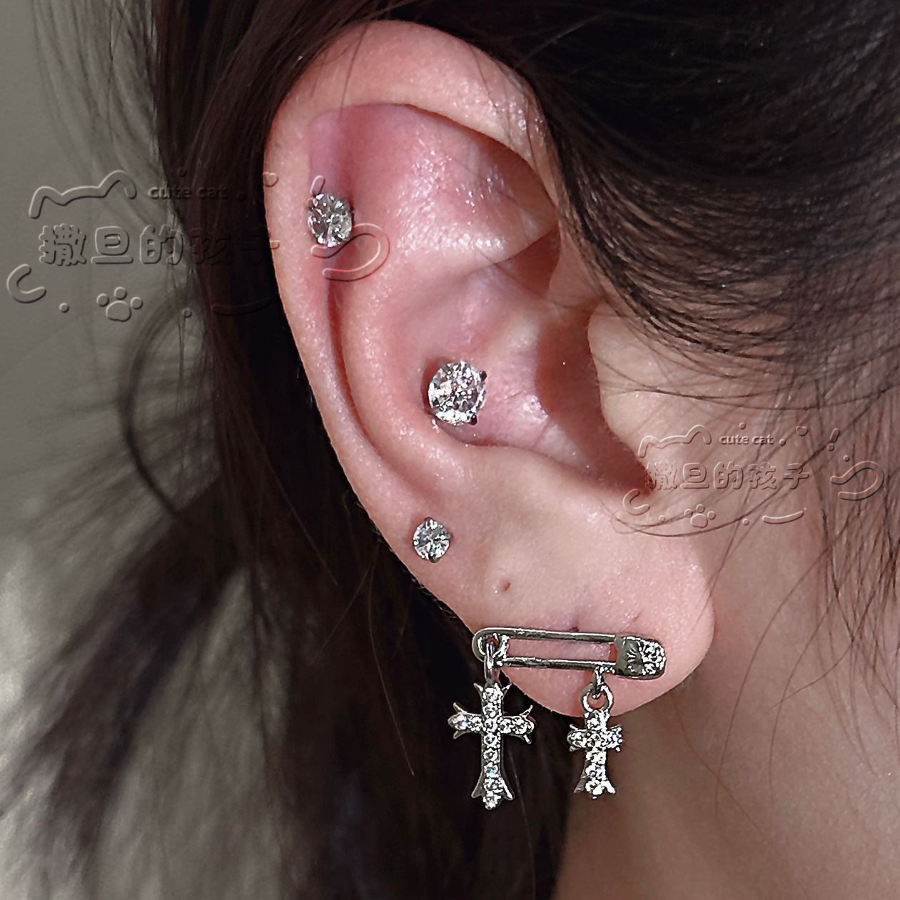 Labret stud lip piercing jewelry styling detail