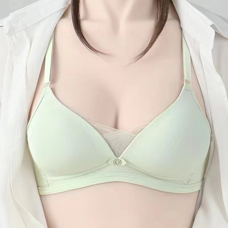 Caixianer 3302 中綿入り3列ボタン付き滑り止めショルダーストラップ、調節可能なカップ表面、肌に優しく繊細、ノンワイヤー、通気性のある下着|undefined