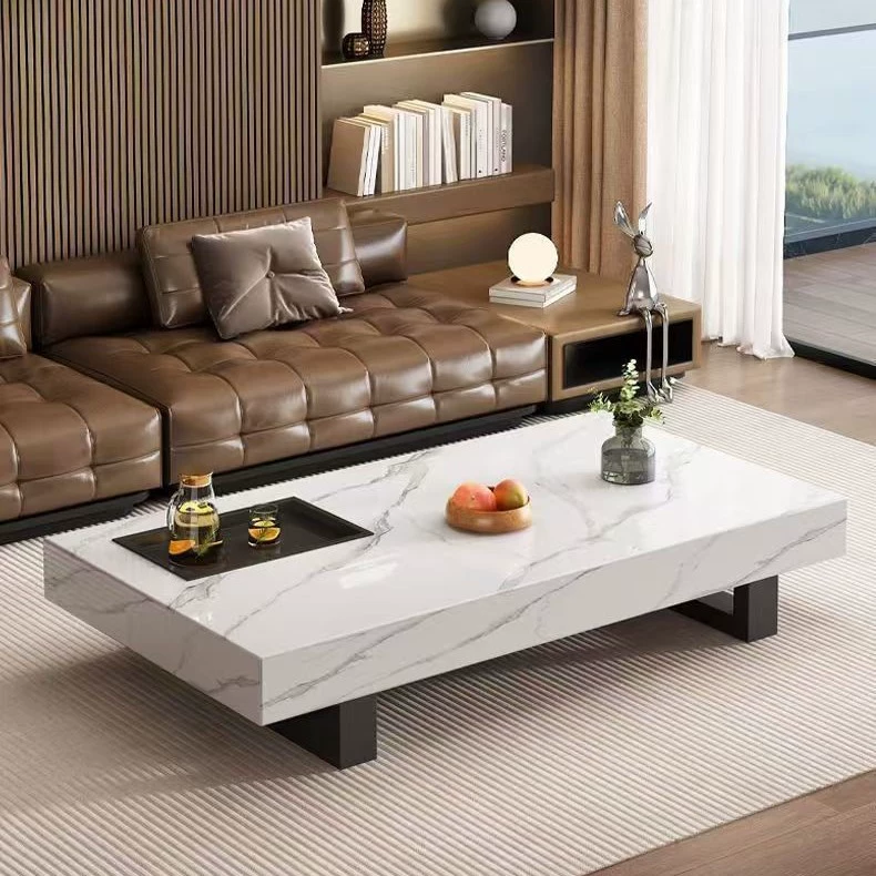 Простой современный светлый роскошный итальянский минималистичный квадратный кофейный стол из сланца, дизайнерский чайный стол для маленьких и больших гостиных, домашнего использования