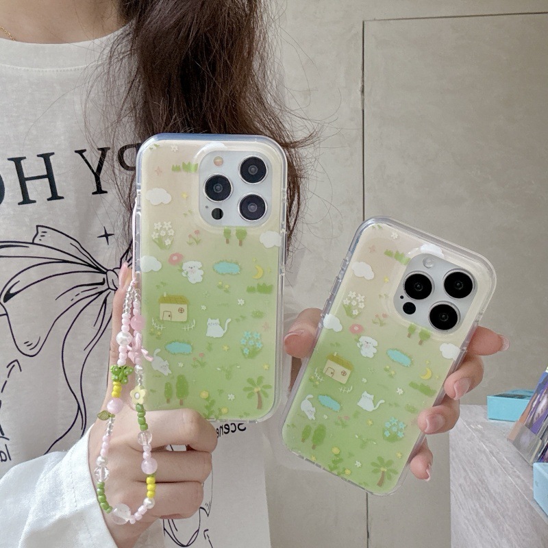 Divertido y lindo juego de hierba para gatos 16ProMax Apple 14 funda para teléfono móvil 15 cadena iphone16 hembra