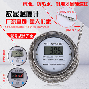Digital Thermometer with Probe Line for Household High-Precision Acid-Base Industrial Oil-Proof Slaughtering Boiled Sausage Boiling Water Water Temperature Meter