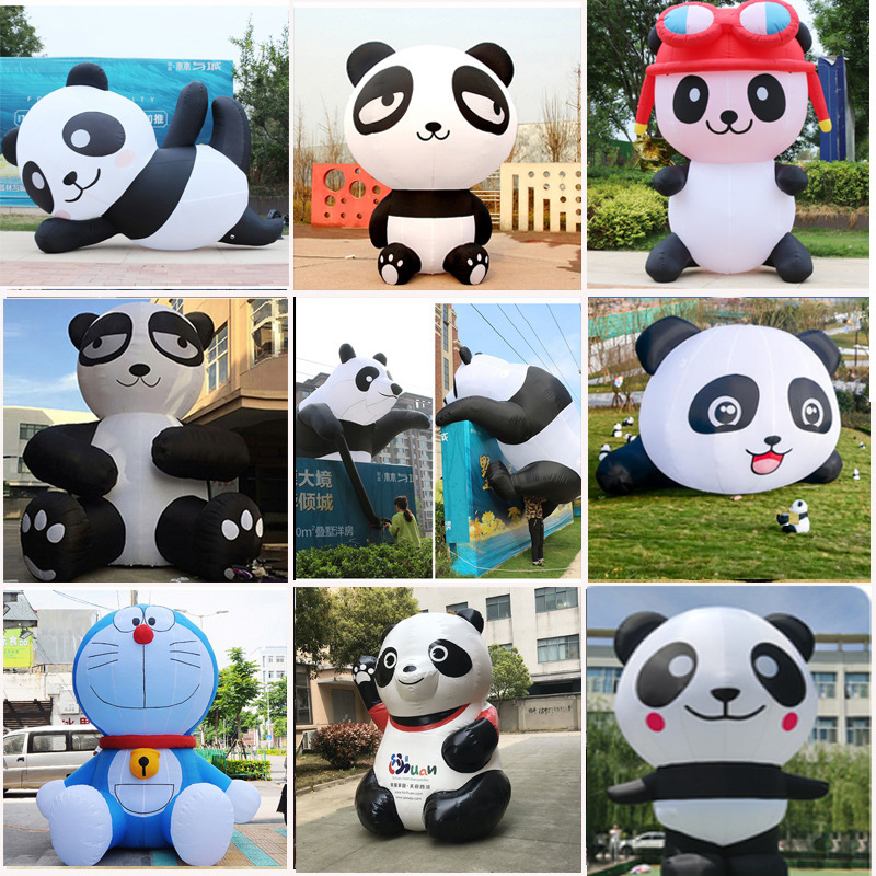 充气熊猫气模大型卡通动物吉祥物爬墙商场装饰拱门景区广告宣传