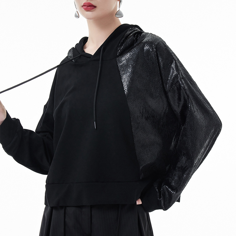 Estilo coreano casual con capucha abrigo corto para las mujeres primavera y otoño nuevo diseño de adelgazamiento flojo sentido nicho manga larga estilo occidental superior