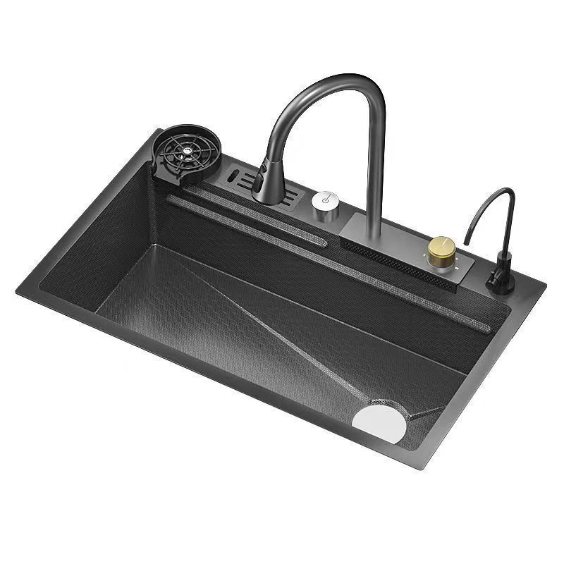 Honeycomb Flying Rain Waterfall Piano tecla pantalla digital gran ranura única cocina doméstica lateral drenaje lavavajillas lavabo de verduras lavabo