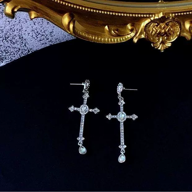 Цирконий, серьги с кисточками, клипсы в стиле хип-хоп, панк-стиль