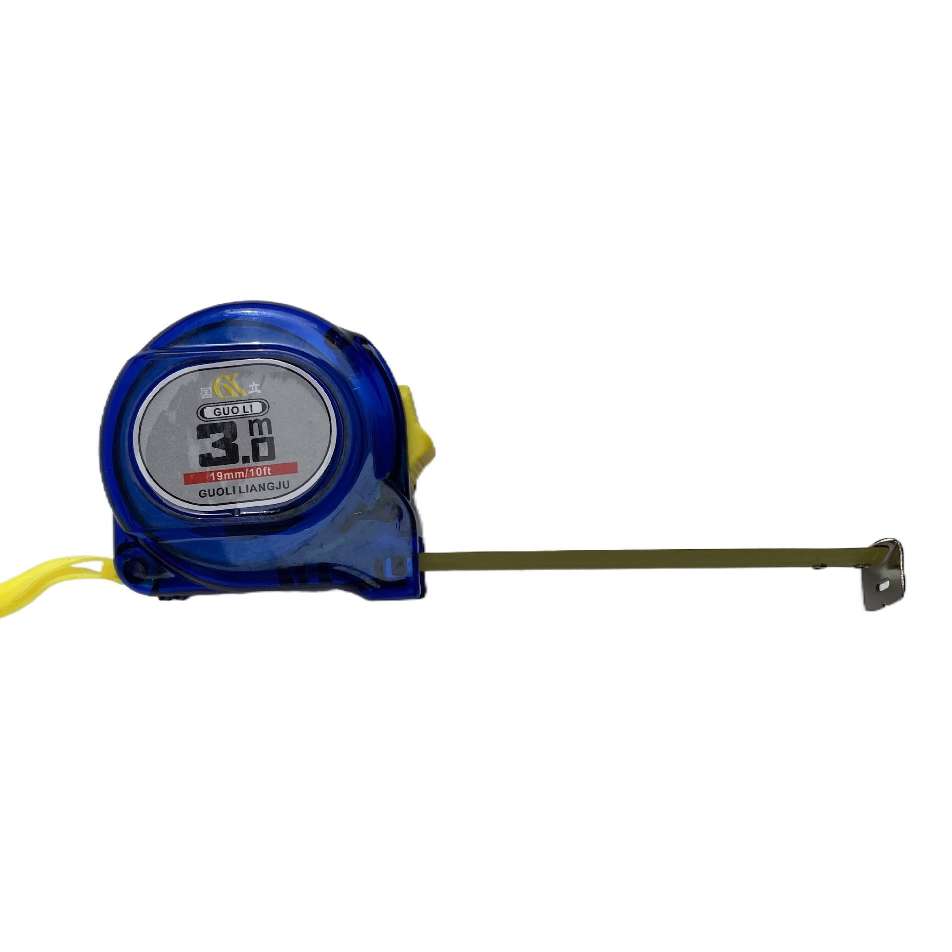 蓝透明钢卷尺 防摔耐摔 多规格批发3米 5米高精度米尺 钢卷尺批发