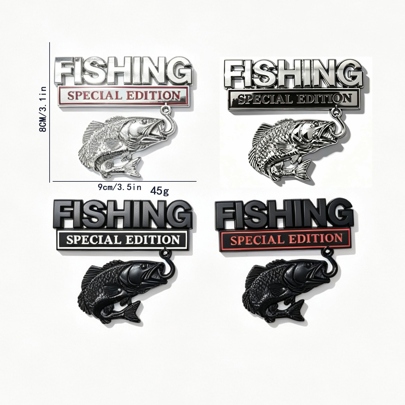 Car Logo, Automotive Emblem, Fishing Fishing Fender Emblem, Metal Edition Body Sticker, Rear Car Emblem, Fishing Car Decal