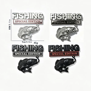 Car Logo, Automotive Emblem, Fishing Fishing Fender Emblem, Metal Edition Body Sticker, Rear Car Emblem, Fishing Car Decal