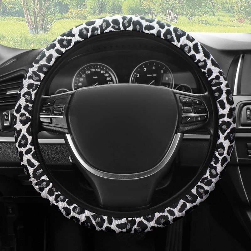 Cotton and Linen Fabric Leopard Print Steering Wheel Cover Without Inner Ring, Suitable for All Seasons, Car Handle Cover, Cross-Border Wholesale, Dropshipping