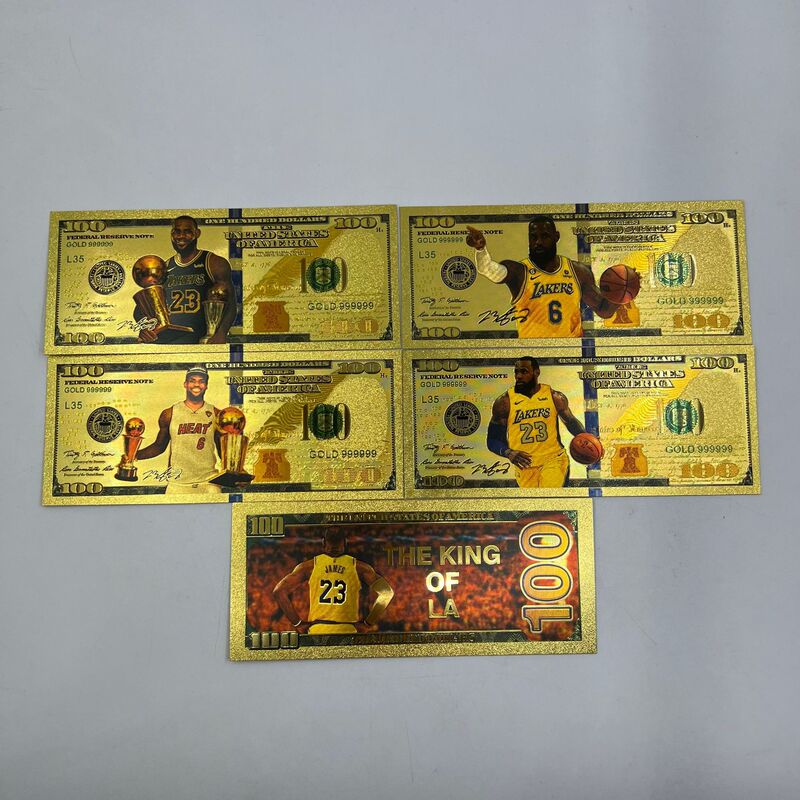 LeBron James plastic gold foil banknote commemorative coin sticker badge collection card wholesale factory order