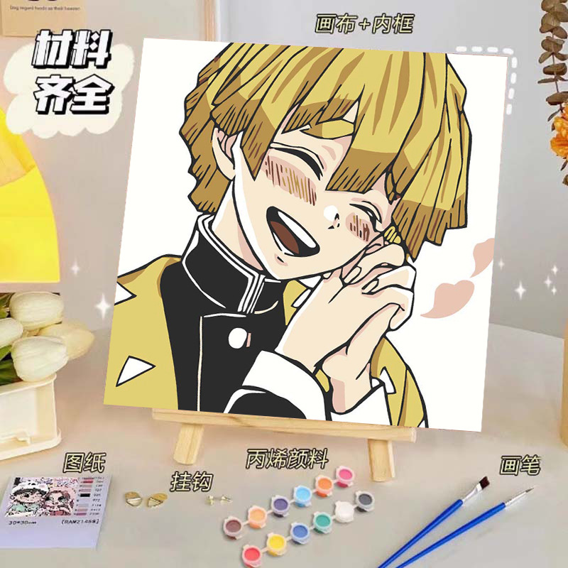 Pintura al óleo digital de bricolaje, dibujos animados para niños, pinturas para colorear hechas a mano, lindos puestos de animación curativos, comercio exterior transfronterizo