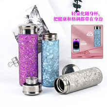 跨境轻奢时尚纯钛保温杯精美冰花漆茶水分离水杯办公商务送礼钛杯