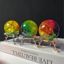 幻彩水晶冰裂球手持文玩小球鱼缸饰品摆件喷泉装饰玻璃球装饰品