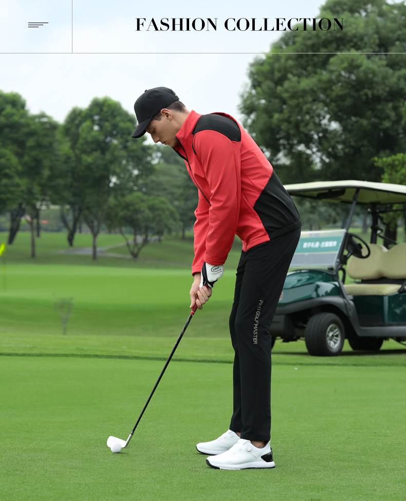 Áo khoác golf nam chống gió cổ đứng lót lông cừu ấm áp — Áo khoác đỏ [chống thấm nước/chống thấm nước/lót nhung/cổ đứng chống gió] YF809 chi tiết 10