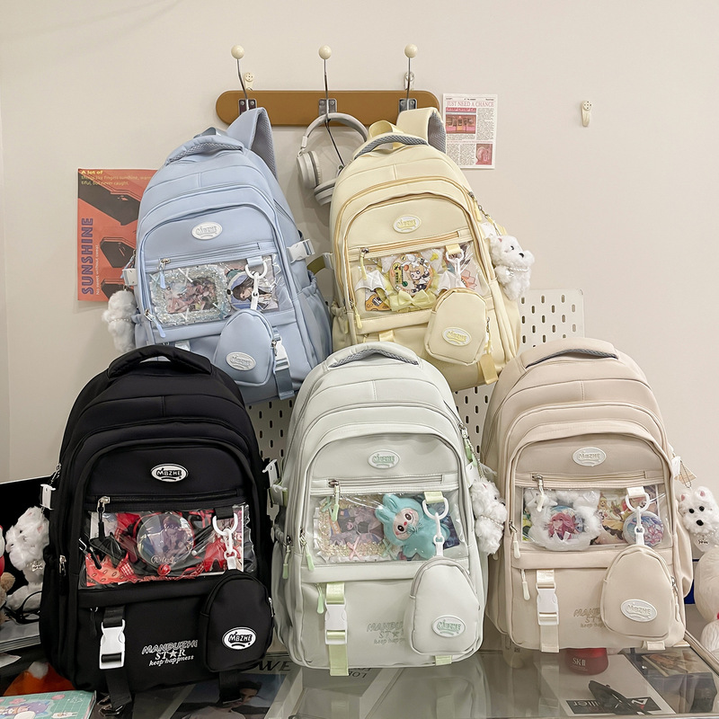 二次元痛包（ダブルバッグ）大容量カレッジスタイル透明リュックサック授業用学生バッグ女子新学期必需品|undefined