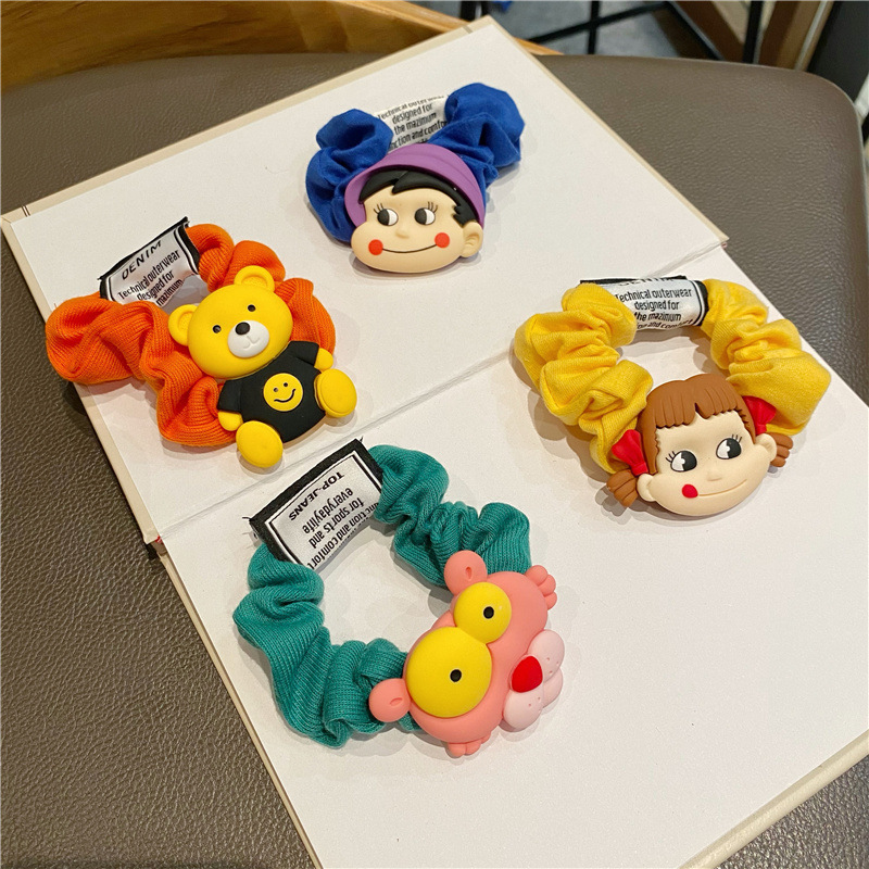 Accesorios para el pelo de los niños niñas flor diadema estilo coreano colorido tela dibujos animados cara sonriente banda pelo lindo gran intestino anillo tocado