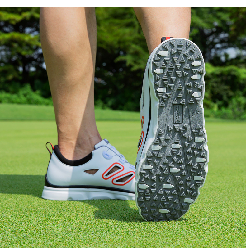 Giày golf nam PGM thoáng khí, đế đinh dẻo, mùa hè mát mẻ — XZ237-Trắng đen đỏ chi tiết 9