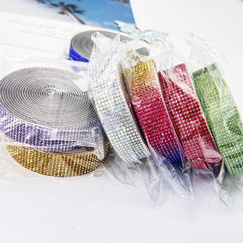 Tela de diamantes de imitación, cinta de diamantes de imitación de vidrio, accesorios de ropa, tiras de diamantes, decoración del hogar, fila de diamantes, accesorios de joyería, diamantes de imitación, diamantes de flash autoadhesivos