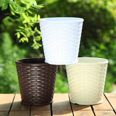 Resin flower pot imitation bamboo plastic flower pot thickened and reinforced simple succulent round indoor balcony pothos small flower pot