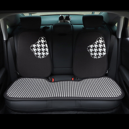 Houndstooth Bear Car Seat Cushion Summer Ice Silk Car Seat Comfortable Cool Cushion Cute Car Seat Cushion Supplies