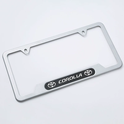 Cross-Border Exclusive Supply of American Standard Stainless Steel Epoxy Label Car License Plate Frames, Anti-Falling Thickened License Plate Frames, Europe and America (License plate holder/license plate holder) - us-standard-label-silver