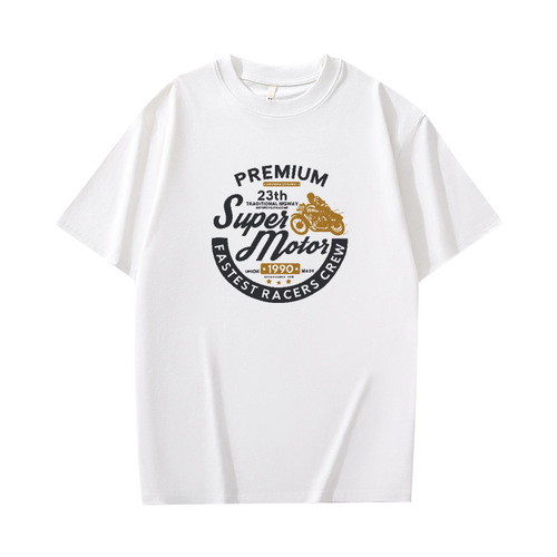 Japanese-style summer crew neck T-shirt for men, short-sleeve upper garment trendy brand loose half-sleeve fashionable printed pure cotton T-shirt