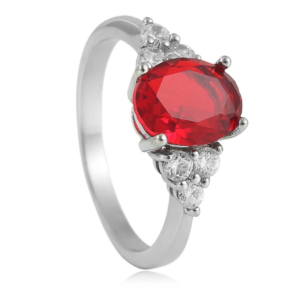 Creative Stainless Steel Wedding Ring Fashion Engagement Ring Titanium Steel Multicolor Oval Gem Ring in stock 21