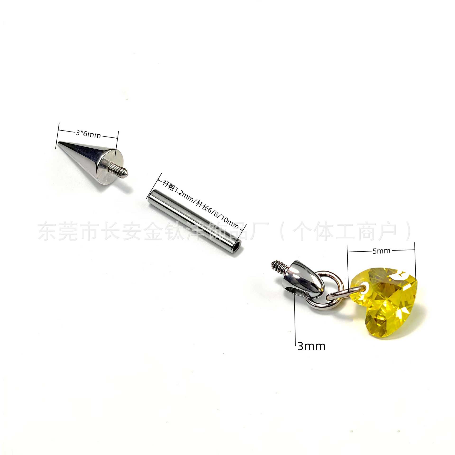 Pointed titanium steel lip stud product view