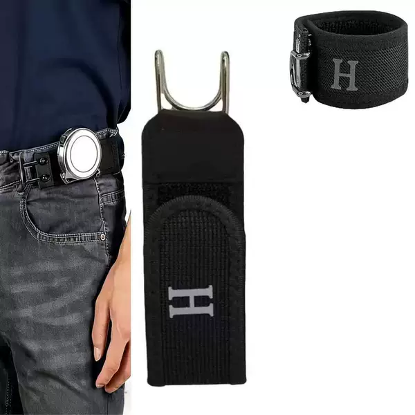 Adjustable Cross-Border Waist Belt Buckle with Iron Hook, Elastic Velcro, Unisex, Convenient for Outdoor Use