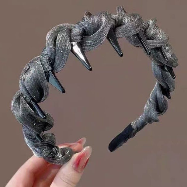 # 103 gray organza perm wavy hairband