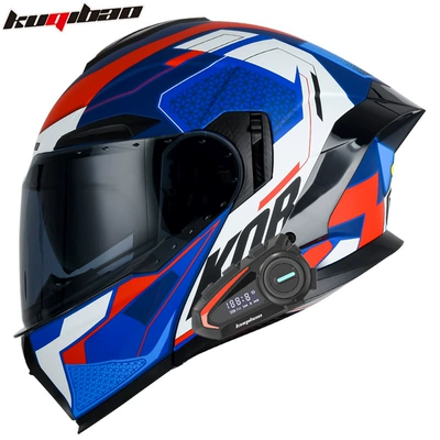 3C Certified Full-Face Helmet, Motosiklet kaskı (dəbilqə) - matte-dark-blue-speed-with-k20-bluetooth-black-film-m