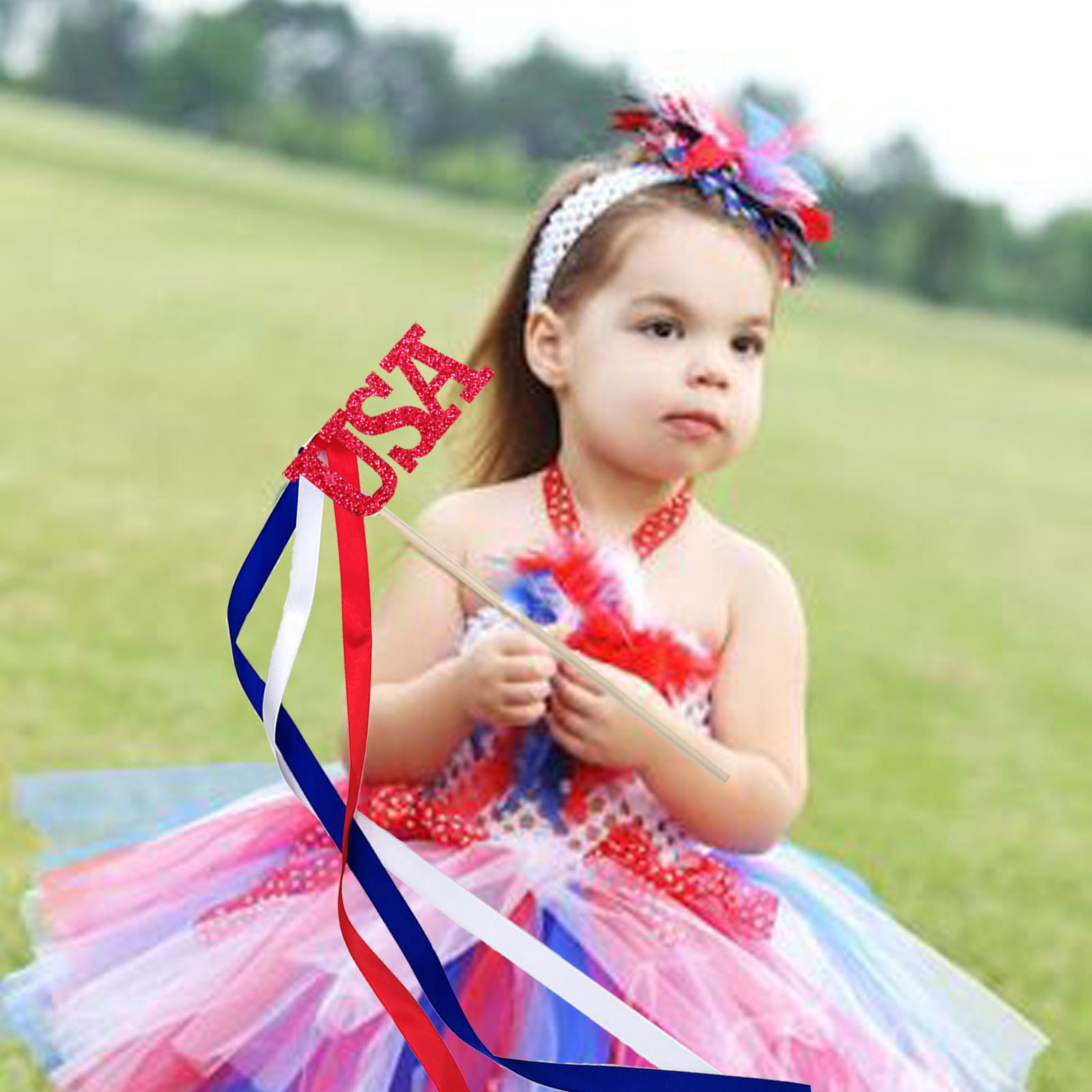 Cross-Border Día DE LA Independencia Americana EE. UU. Bandera cinta de color palo de hadas palo mágico Garland fiesta celebración Decoración