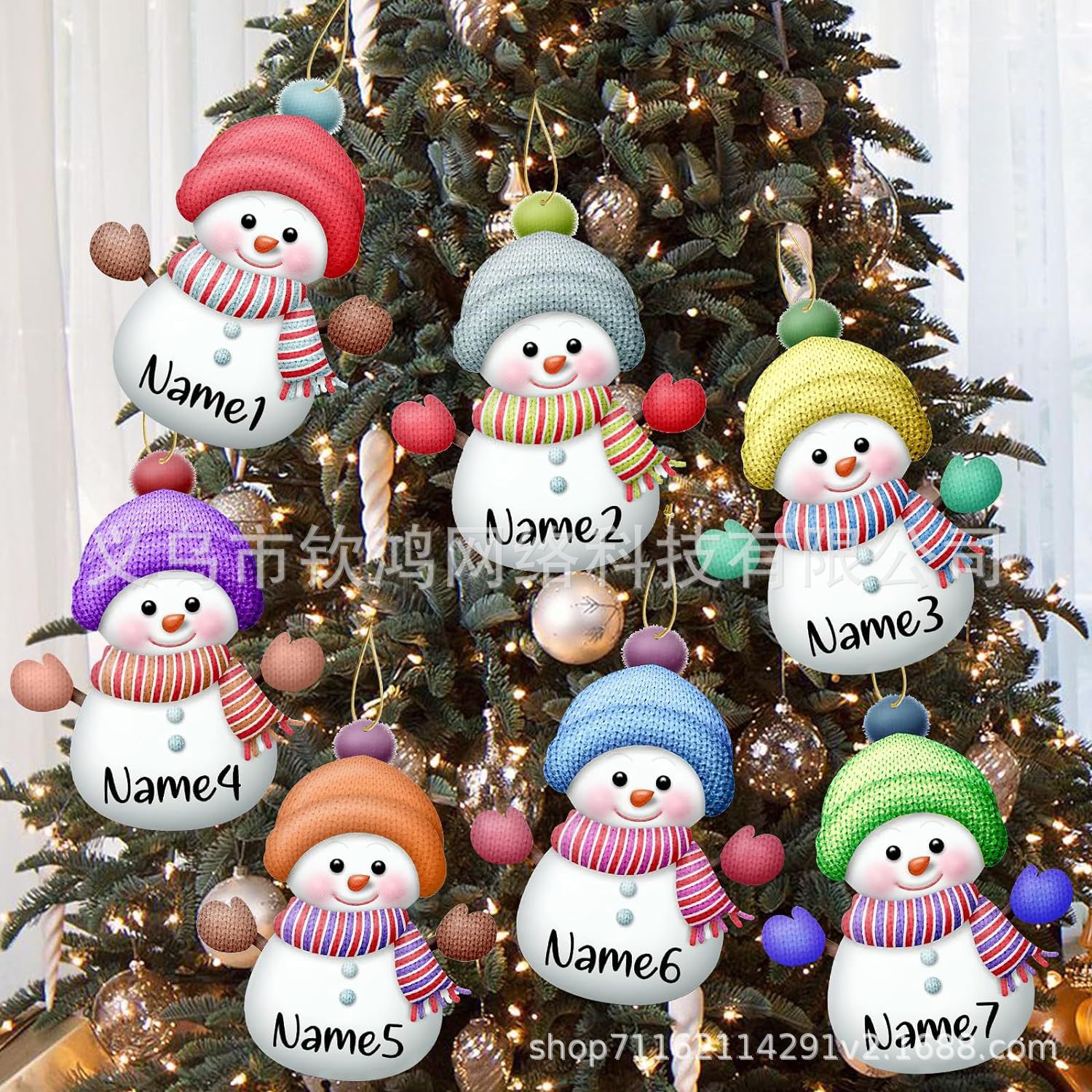 Personalidad transfronteriza muñeco de nieve de Navidad acrílico 2D plano colgante joyas de decoración de árbol de Navidad de fiesta familiar