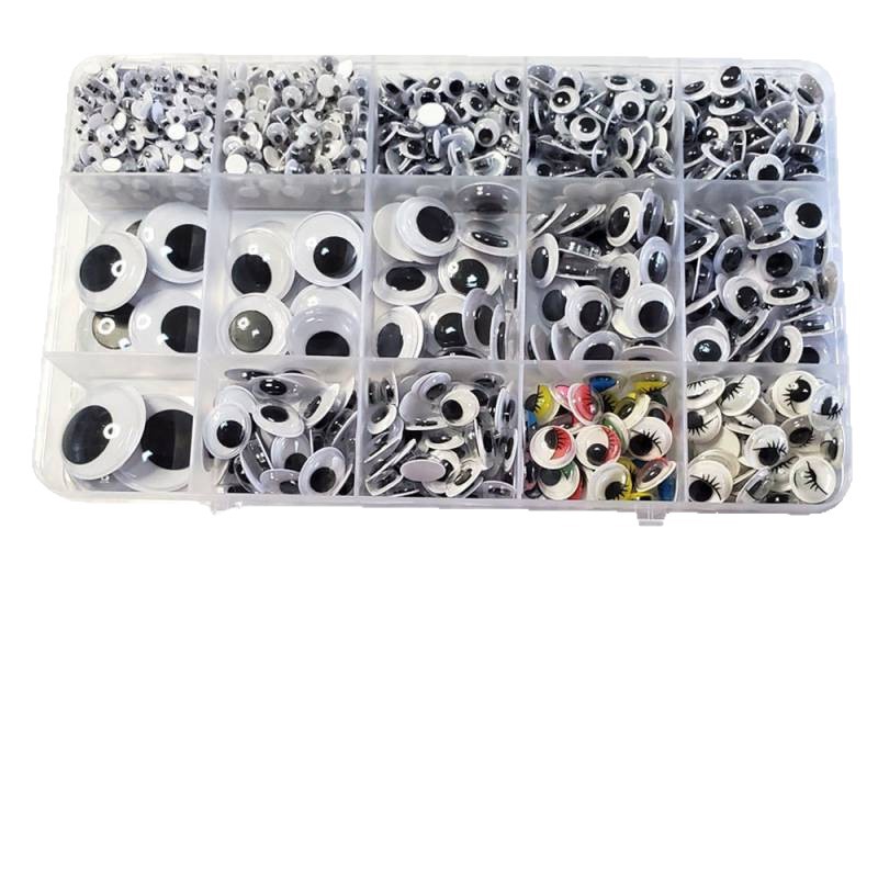 動く目 貼り付け式 動物人形の目 子供 幼稚園 手作りDIY 箱入り プラスチック製ステッカー DIY工作