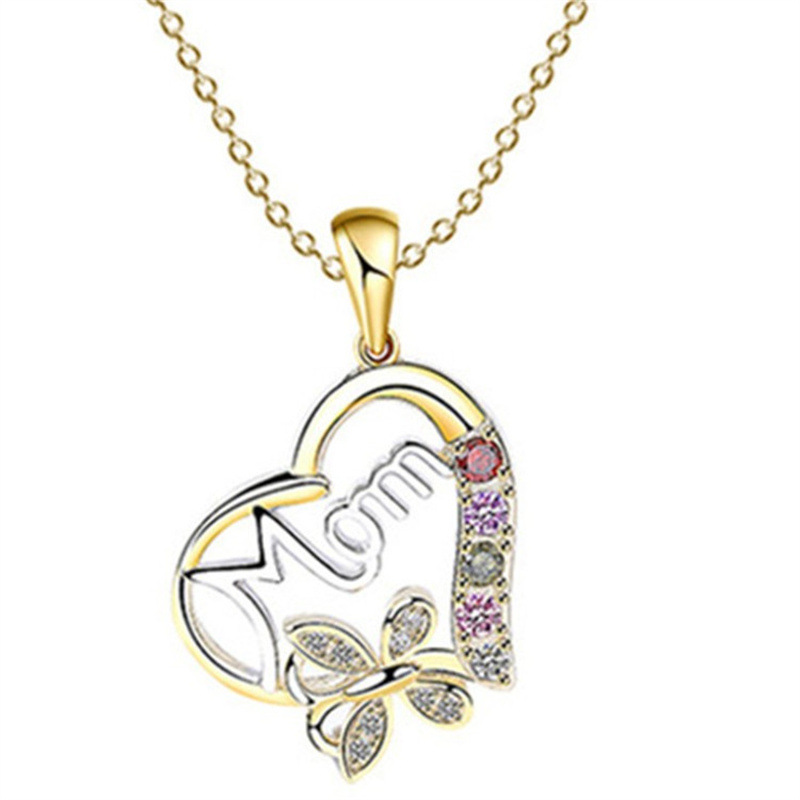 Vlinder Liefde Ketting Halve Maan Persoonlijkheid Eenvoudige Hanger Moederdag Cadeau MOM Ketting_voghion.com