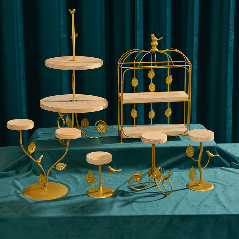Tabla de postres estante de exhibición decoración moderna boda accesorios adornos estante de pastel té de la tarde refrigerio bandeja de frutas de madera image 9