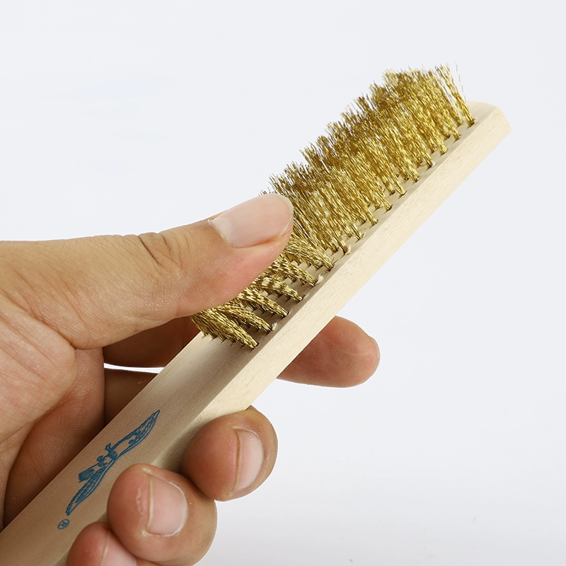 Проволочная щетка с деревянной ручкой для обслуживания и чистки Рудракши и ореха, щетка из медной проволоки для чистки, щетка из нержавеющей стали для удаления ржавчины.
