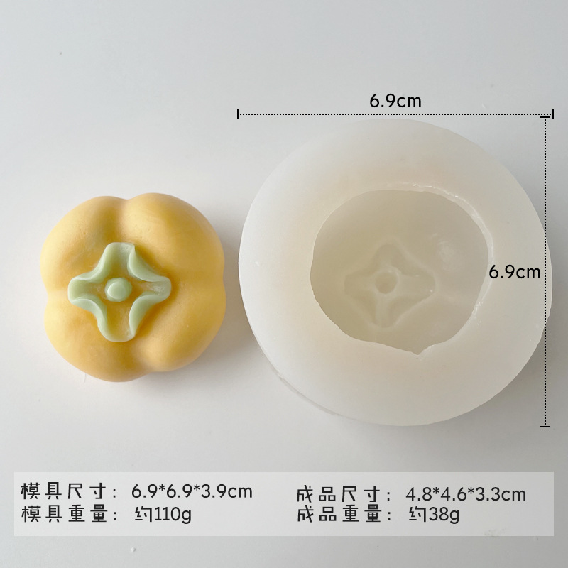 Tridimensional caqui chocolate molde de silicona DIY mousse pastel de jabón hecho a mano epoxi aromaterapia vela molde de yeso