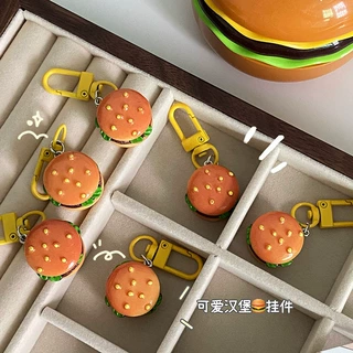 仿真食物汉堡钥匙扣挂件卡通少女心可爱趣味食玩钥匙扣学生背包挂