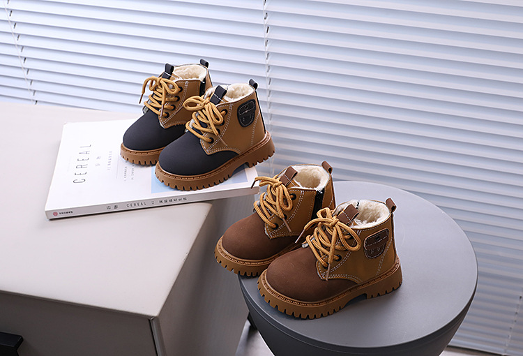 Botas de algodão com pelúcia para crianças meninos e meninas_voghion.com