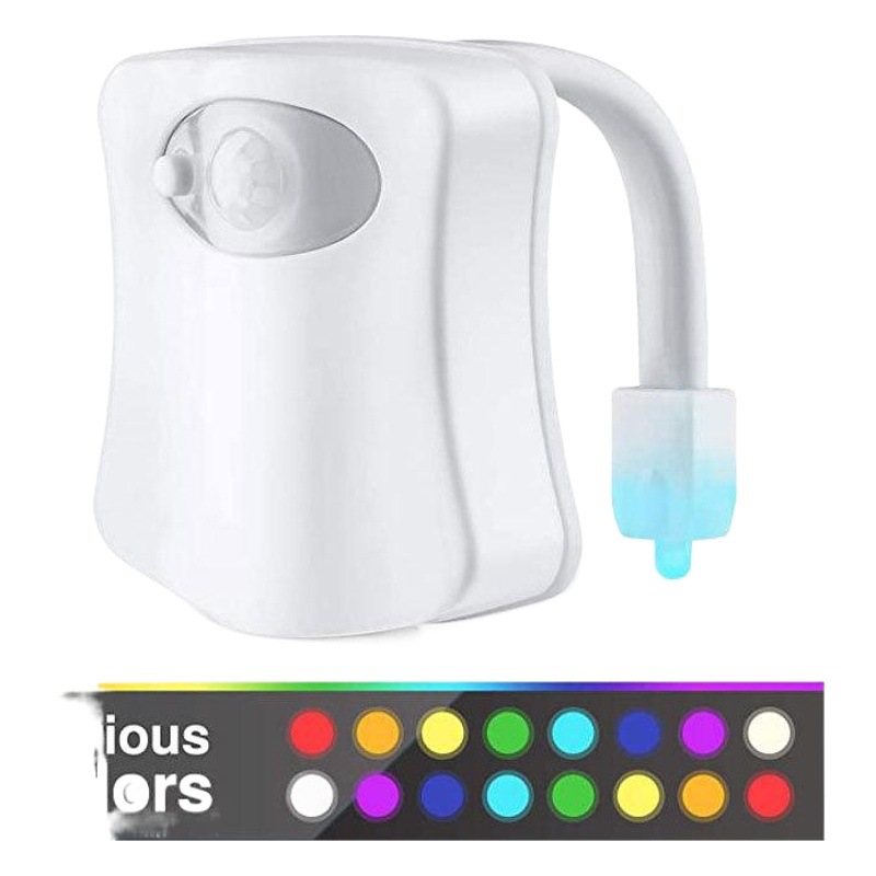Luz de tapa de inodoro de 8 colores transfronteriza LED sensor de cuerpo humano luz nocturna de 16 colores luz de inodoro iluminación de luz nocturna de color led